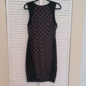 RACHEL Rachel Roy Plum Patterned Sheath Dress with Black Panels